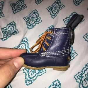 L.L. Bean Miniature Boot Keychain - Navy and Tan